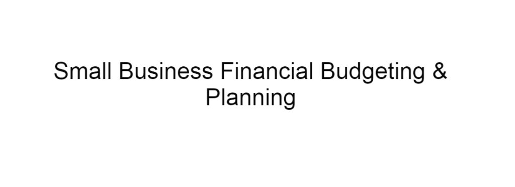 Small Business Financial Budgeting & Planning
